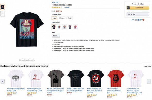 Amazon продає футболки з Піночетом