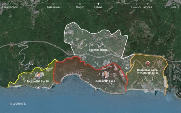 Карта Южного берега оккупированного Крыма, где строят дачу для Путина