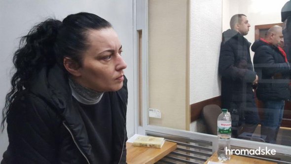 Волонтер Инна Грищенко (позывной Пума) в зале суда