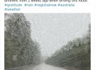Австралийцы делятся в соцсетях фото грозы с ливнем с радостными словами: "Прекрасно увидеть дождь сегодня. Многие дождя. Картина отличается от того, что было на этой дороге 2 недели назад"