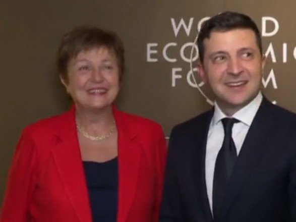 Директор-розпорядник МВФ Крісталіна Георгієва і президент України Володимир Зеленський. 