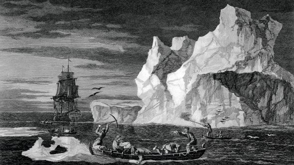 ”Льодові острови, які побачили 9 січня 1773 року” зобразив художник Вільям Ходжес. Він супроводжував навколосвітню британську експедицію Джеймса Кука. Мореплавці тоді прямували від Південної Африки до Нової Зеландії. Були перші в історії, хто перетнув Південне полярне поле. Звіт Кука пізніше використовували всі дослідники, які шукали шлях до Південного полюса
