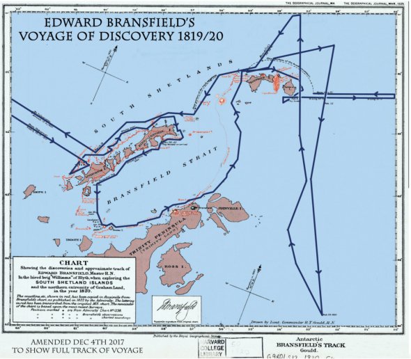 Британцы Эдвард Брэнсфилд и Уильям Смит первыми зарисовали берега Антарктиды 30 января 1820 года