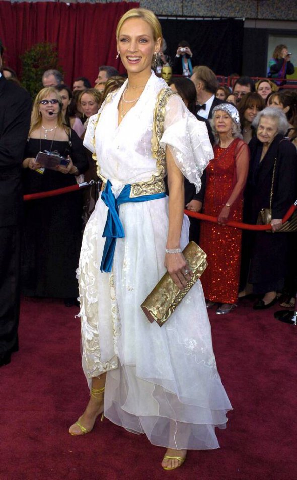 Ума Турман на церемонії вручення премії «Оскар», 2004 рік