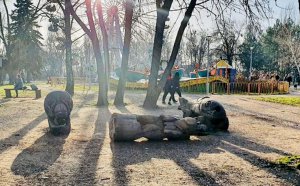 У Запоріжжі 150-кілограмова дерев’яна скульптура ведмедя впала на 8-річну Анну Ждан. Дитина отримала травми голови й тулуба. Наступного дня померла в лікарні