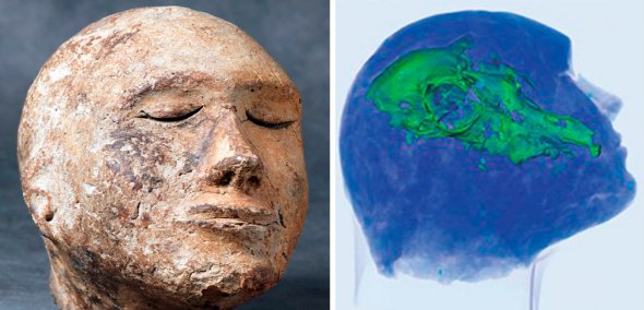 Внутри погребальной маски, изготовленной представителями тагарской культуры нашли бараний череп