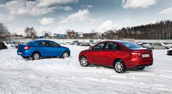 Lada Vesta на финском зимнем полигоне