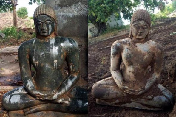 Плуг чоловіка зачепив фрагмент стародавньої статуї духовного вчителя джайністів