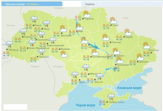 В Укргидрометеоцентре спрогнозировали погоду на 20-24 июля
