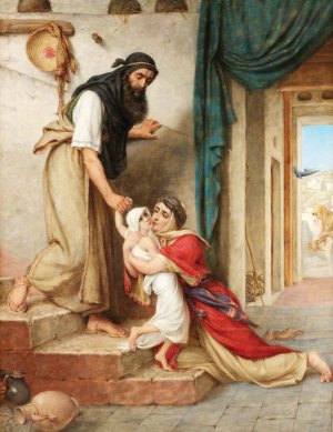 Картину ”Пророк Ілля та син вдови” написав англійський художник Вільям Ґейл (1823–1909). Ілюструє одне з найвідоміших див святого — воскресіння хлопчика. За біблійними переказами, Ілля тричі помолився над ним і дитина ожила