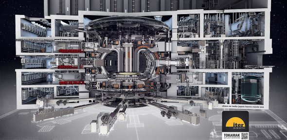 Чертежи токамака ITER со вспомогательными системами, который начали собирать во Франции
