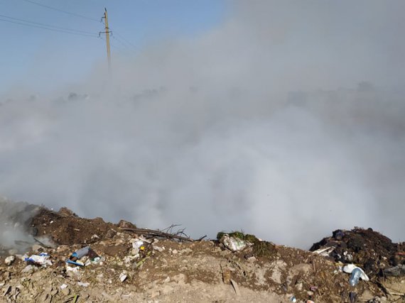 У селі Мішково-Погорілове Вітовського району горить сміттєзвалище. Фото: ДСНС
