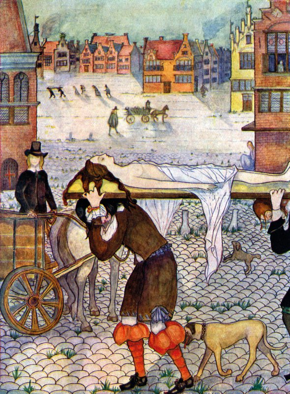 Англійська художниця Кітті Шеннон 1926-го створила картину ”Велика лондонська чума”. Присвячена епідемії, що охопила Лондон 1665-го і забрала життя понад 100 тисяч людей. На полотні зобразила візників із підводами для збирання мертвих. Закопували їх за містом у ямах завдовжки 20 метрів. В одній поміщалося до тисячі трупів