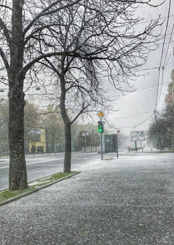 Харьков начало засыпать снегом