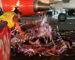 Літак заплутався у новорічних прикрасах