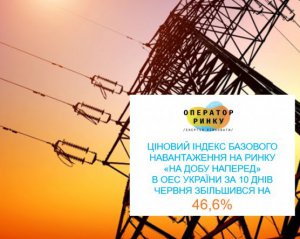 Ценовой индекс базовой нагрузки на РСВ в ОЭС за 10 дней июня увеличился на 46,6%