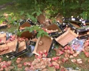 Ящики с испорченными фруктами выбросили посреди киевского парка