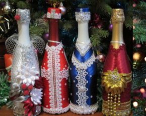 Как украсить бутылку шампанского к праздничному столу - интересные идеи