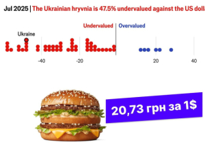Доллар в Украине должен стоить 20,73 грн по индексу Биг-Мака