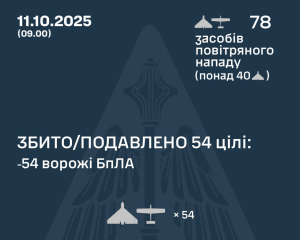 Украину атаковали 78 дронов, ПВО сбила более 50