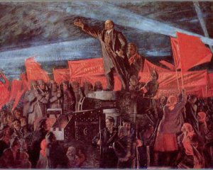 По Лениным на броневике шла десятитысячная толпа рабочих