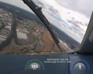 Показали відео демонстраційного польоту Ан-178 з кабіни пілота