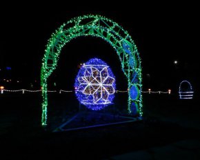 У Нових Санжарах дерева прикрасили писанками, що світяться - фото