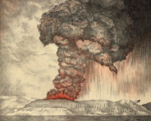Из-за извержения вулкана раскололся остров